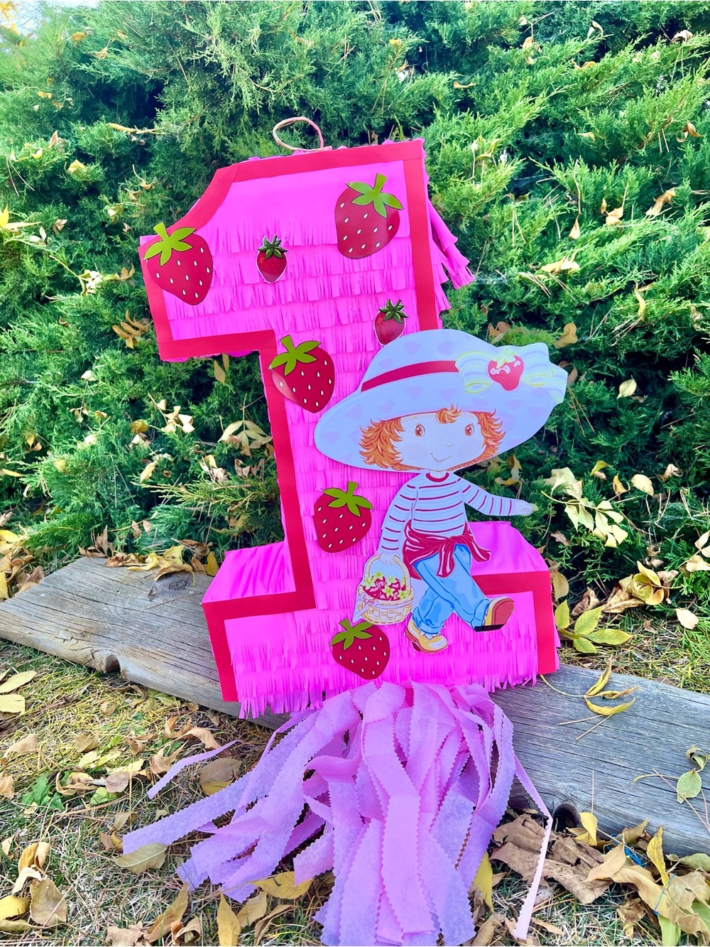 Pink Strawberry 1st Birthday Number Pinata - Party Supplies